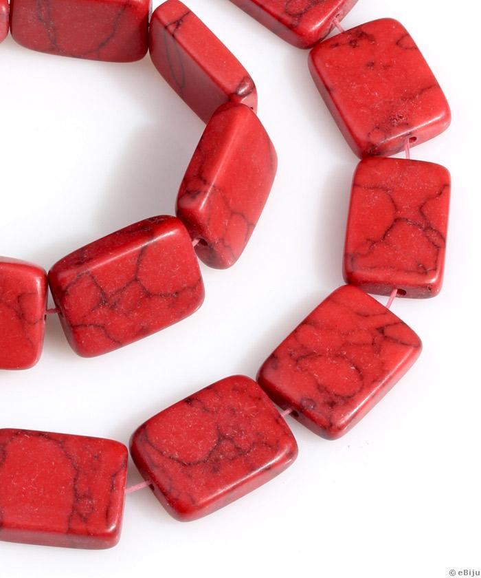 Téglavörös howlite kő, téglalap, 2 x 1.5 cm