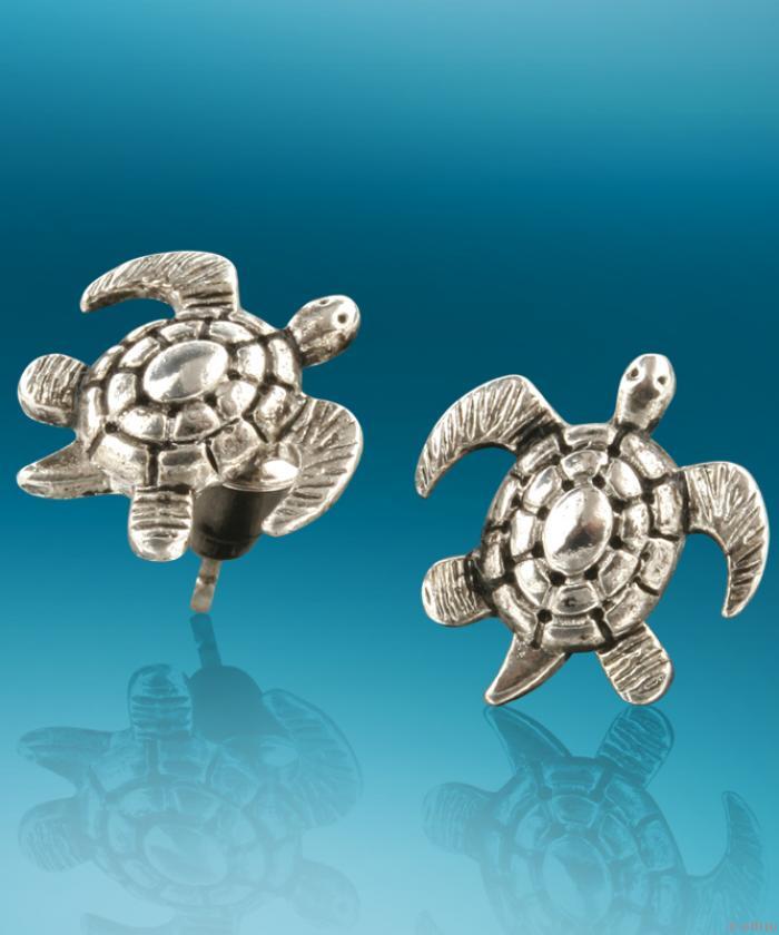 Tengeri teknős fülbevaló ezüstszínű fémből