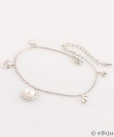 Tenyésztett gyöngyös bokalánc, Swarovski Elements kristályokkal
