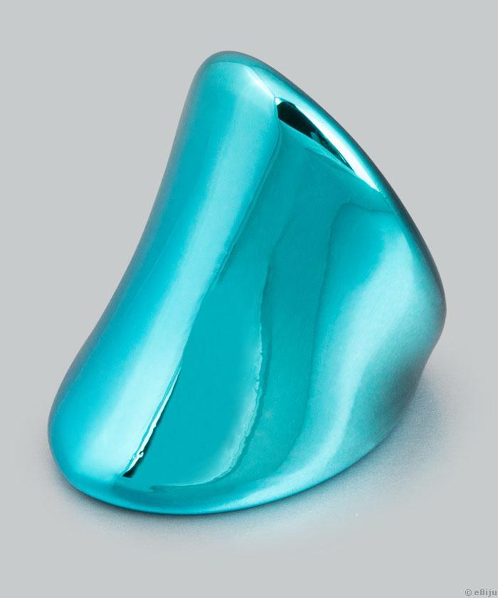 Türkiz gyűrű, fémes felületű akrilból