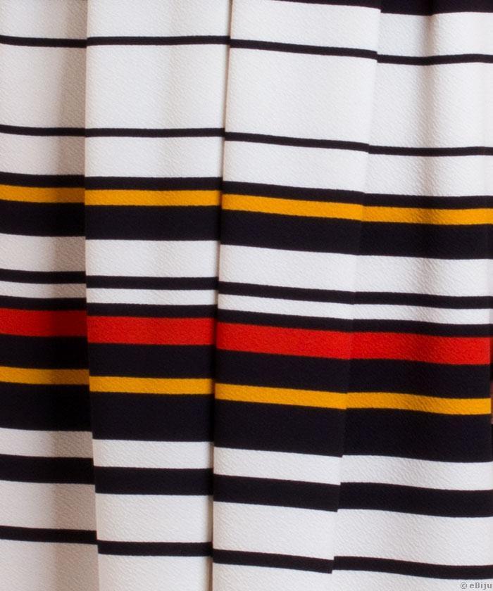 Ujjatlan, sárga-piros-fehérrel-fekete csíkos ruha, M méret