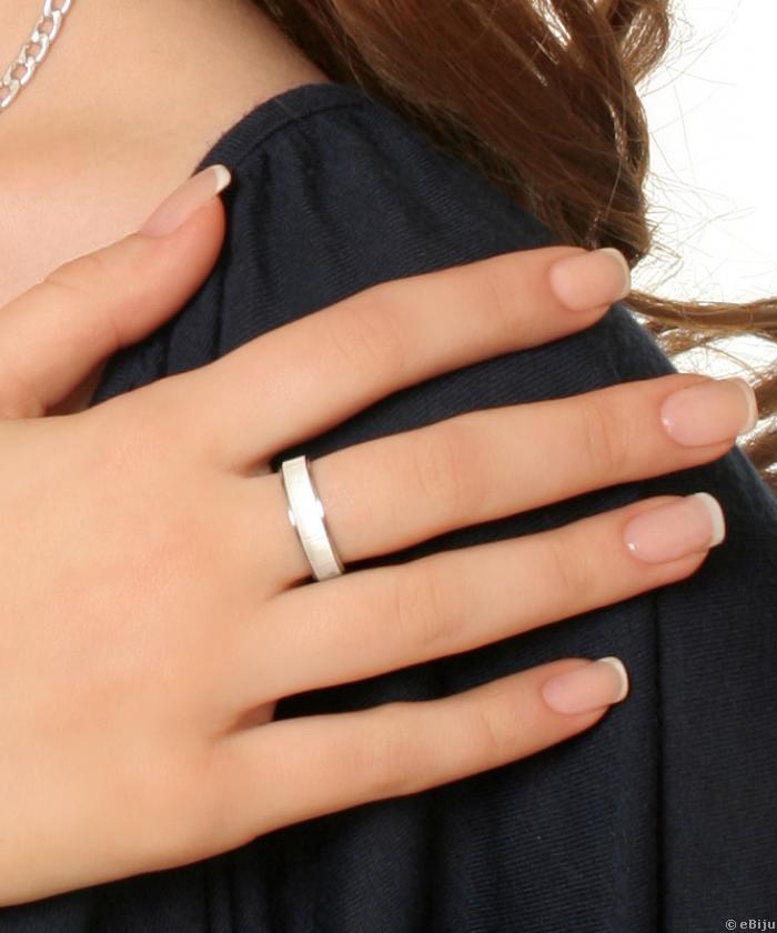 Uniszex gyűrű, fényes-matt ezüst, 17-es méret