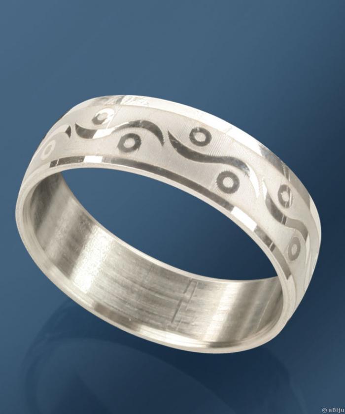 Uniszex hullám mintájú gyűrű, matt-fényes rozsdamentes acélból (16 mm)