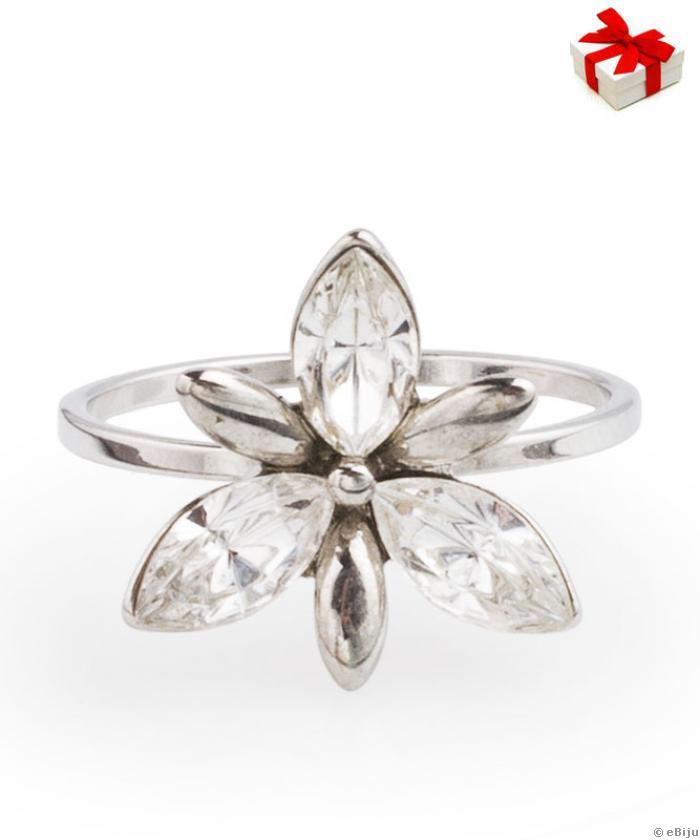 Virág alakú gyűrű, Swarovski Elements kristályokkal