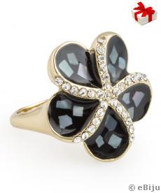 Virág alakú gyűrű, Swarovski kristályokkal