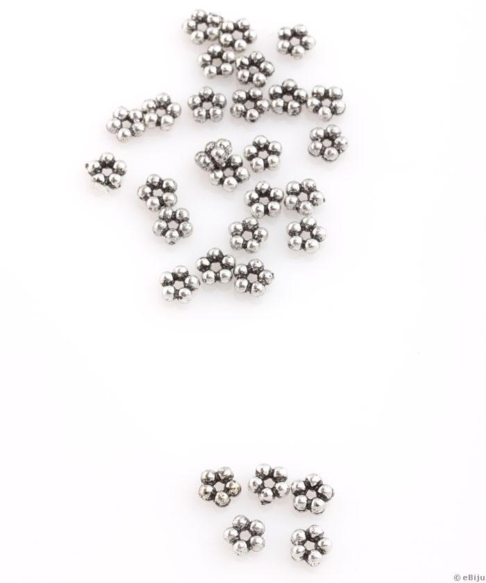 Virág távtartó gyöngy, ezüstszínű akril, 0.5 cm
