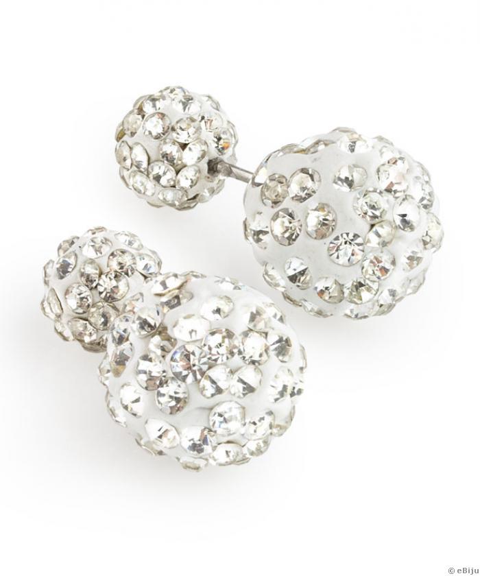 White Shamballa dupla fülbevaló
