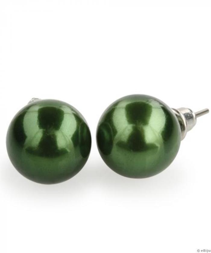 Zöld gyöngy fülbevaló, 1.2 cm