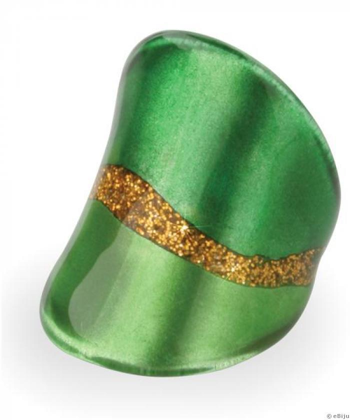 Zöld gyűrű aranyszínű sávval, 17 mm