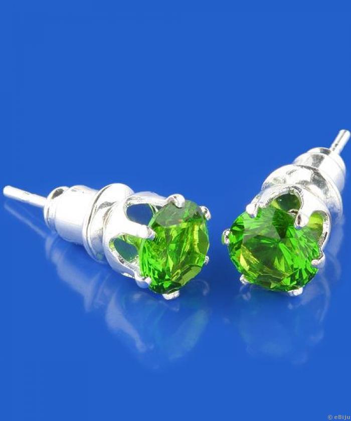 Zöld, kerek strasszos fülbevaló, átmérő:0.6 cm