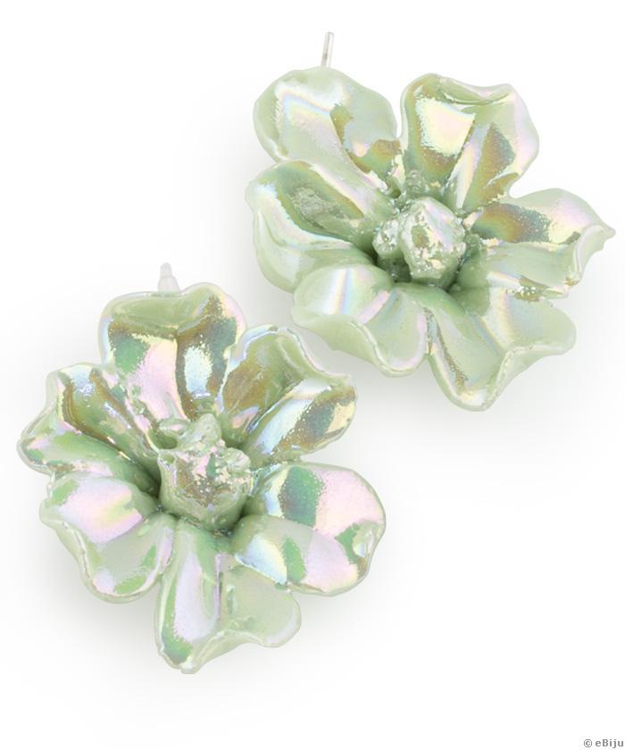Zöld porcelán virág fülbevaló