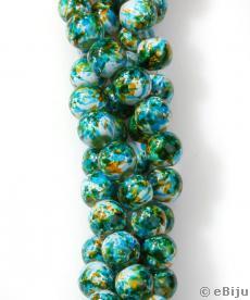 Zöld-türkiz üveggyöngy, 0.8 cm