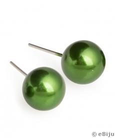 Zöld üveggyöngy fülbevaló, 1 cm
